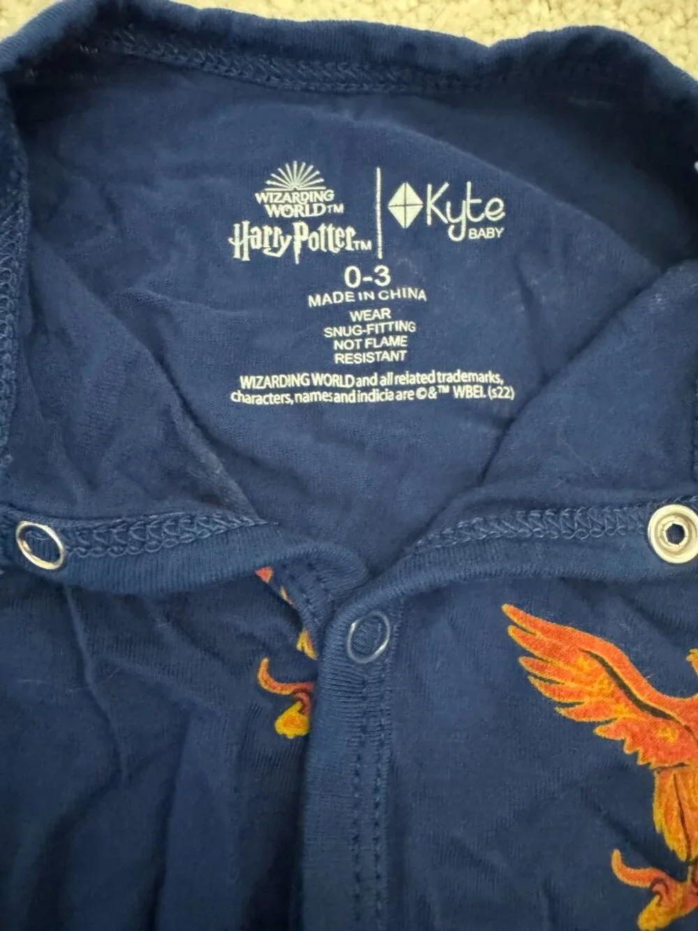 Kyte Baby x Harry Potter Bamboo Snap Footie Phoenix & Owl – 0-3M Like New